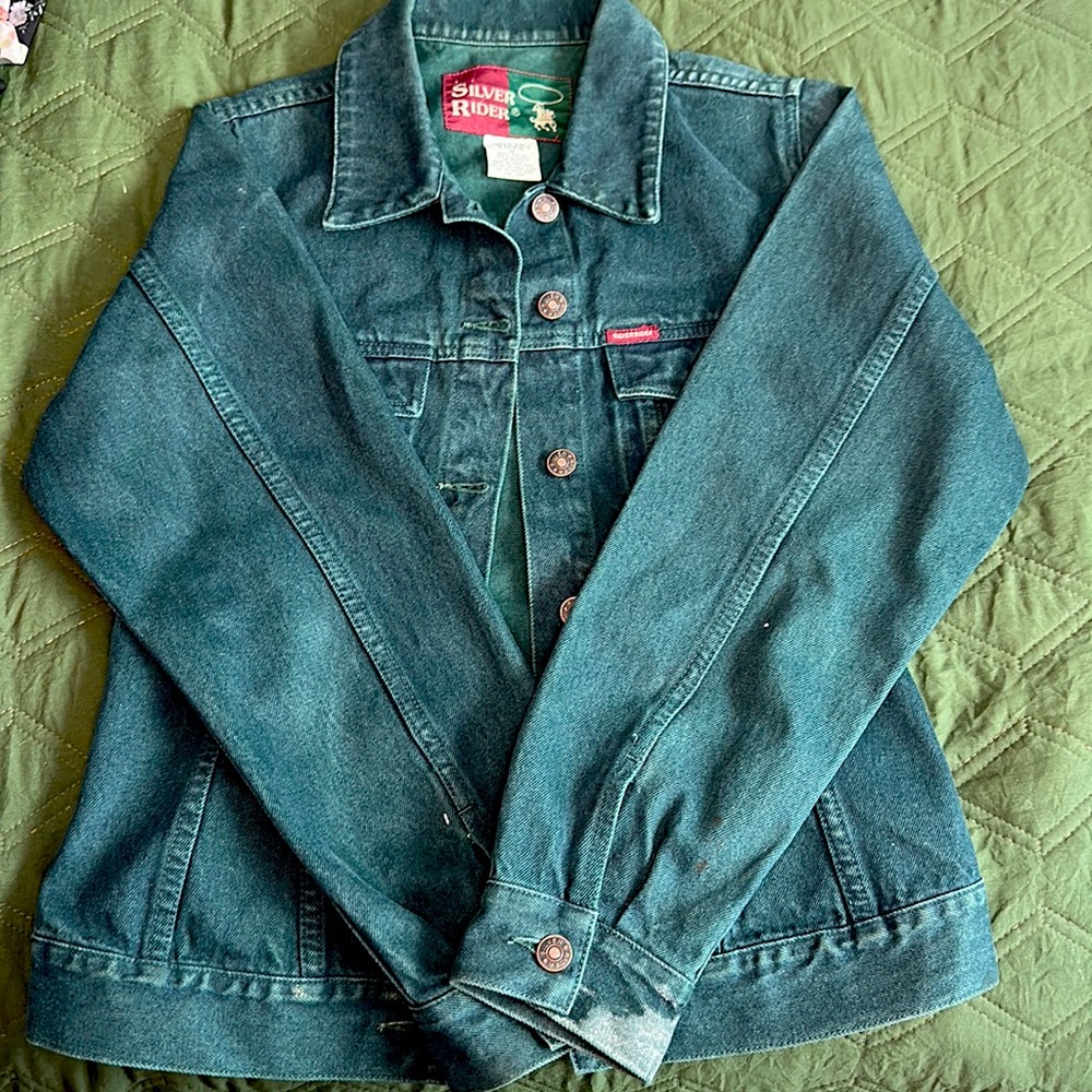 dark green denim jacket
